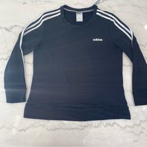 Adidas Unisex Black Sweatshirt with White Stripes Size Large